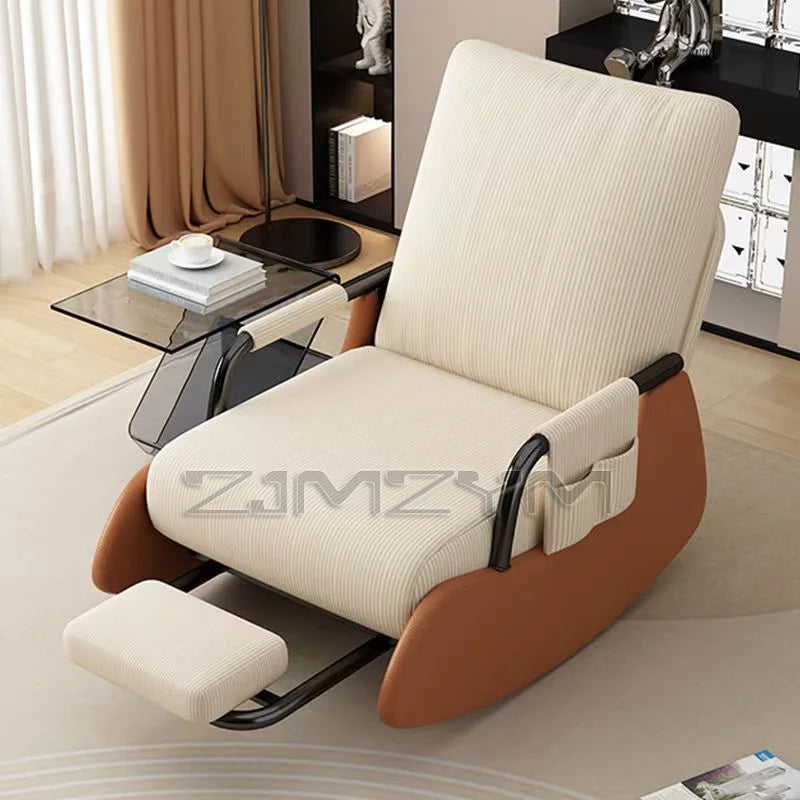 Folding Reclining Chair for Adults Lazy Sofa Office Nap Chair Balcony Household Rocking Chair Comfortable Lunch Break Seat