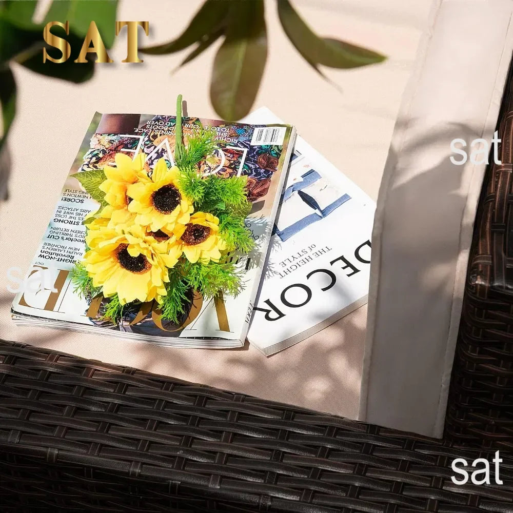 %a Camping Outdoor Indoor Backyard Porch Garden Poolside Balcony Use (Beige) Patio Furniture Outdoor Set Nature Hike Table Sets