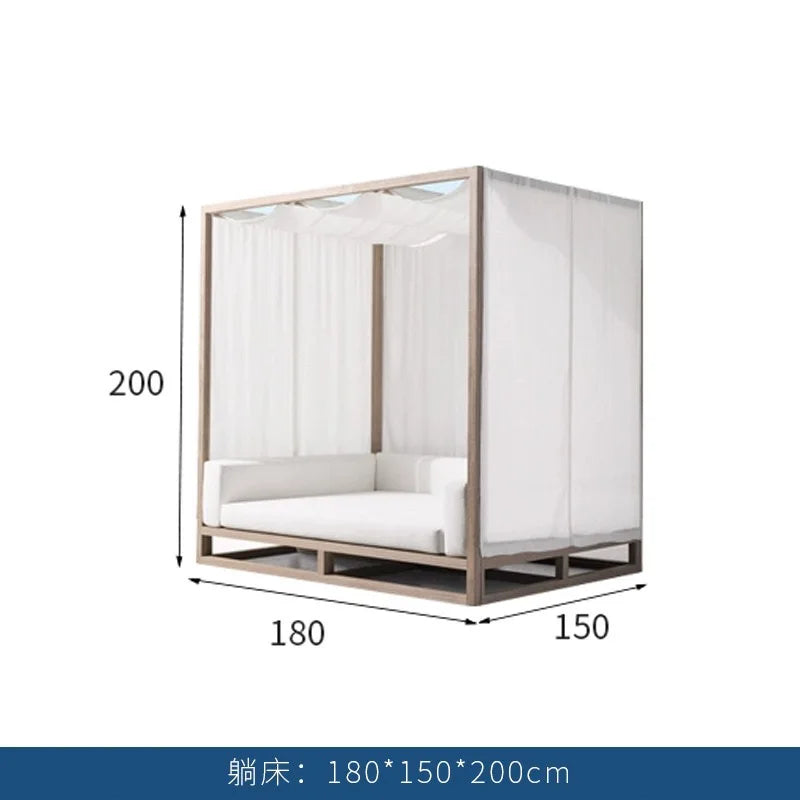 Villa courtyard sofa combination leisure hotel terrace waterproof sunscreen sofa outdoor terrace wood grain lacquer sofa