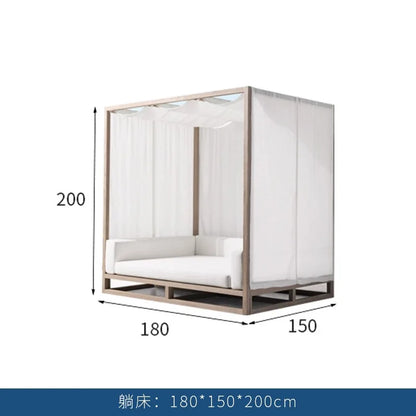 Villa courtyard sofa combination leisure hotel terrace waterproof sunscreen sofa outdoor terrace wood grain lacquer sofa