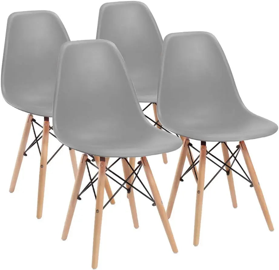 Furmax Modern Style Dining Chair Mid Century Modern DSW Chair, Shell Lounge Plastic Chair for Kitchen Chairs Set of 4(White)