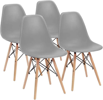 Furmax Modern Style Dining Chair Mid Century Modern DSW Chair, Shell Lounge Plastic Chair for Kitchen Chairs Set of 4(White)