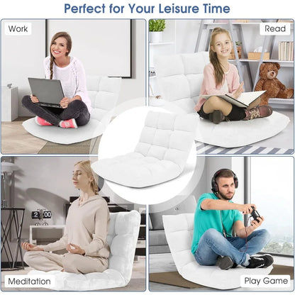Memory Foam Floor Chair Adjustable 14-Position Reading Gaming Recliner Folding Cushioned Meditation Chair for Comfort