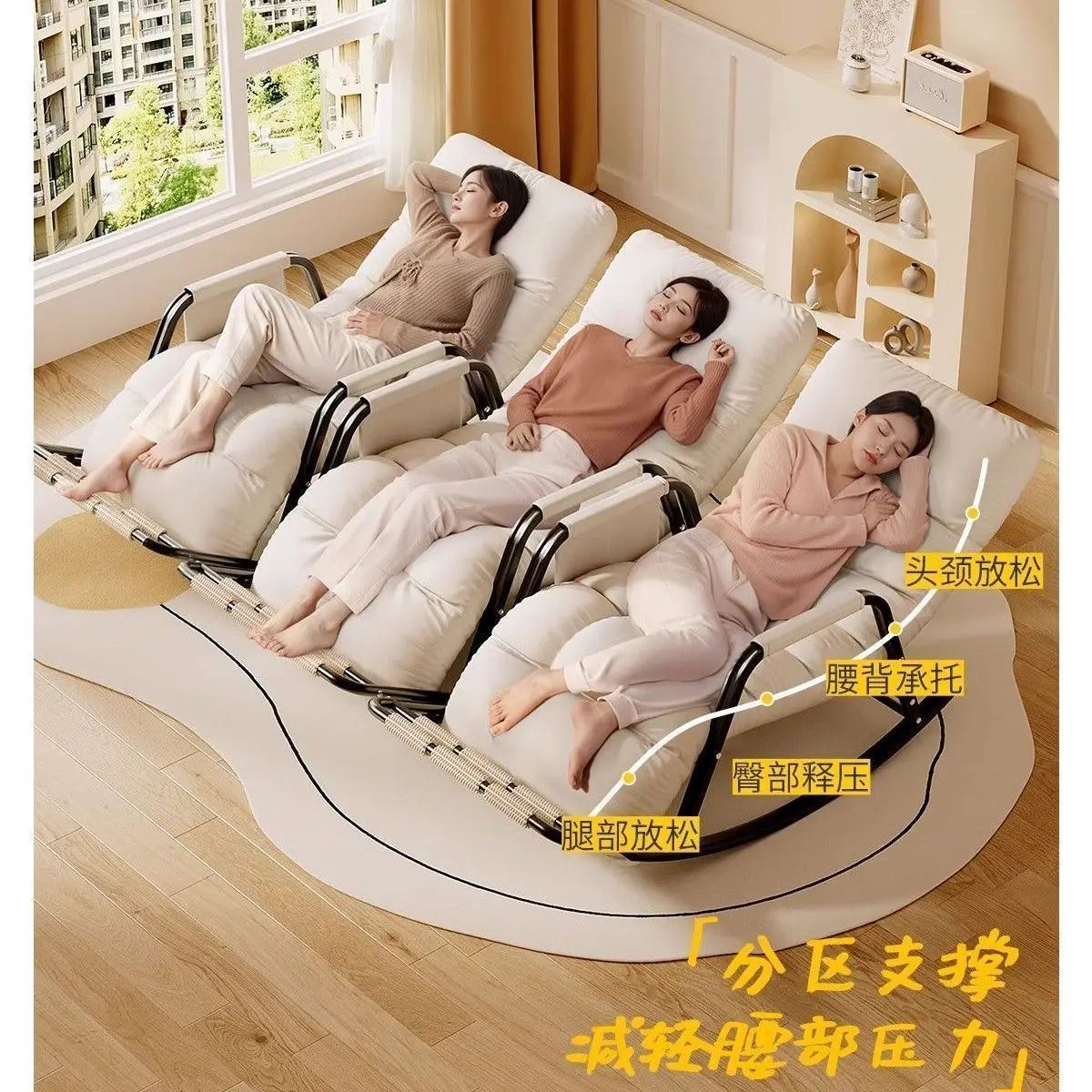 Recliner Rocking Chair Sitting and Sleeping Dual-purpose Double Lunch Break Chair Balcony Home Leisure Lazy Sofa Chair Ergonomic