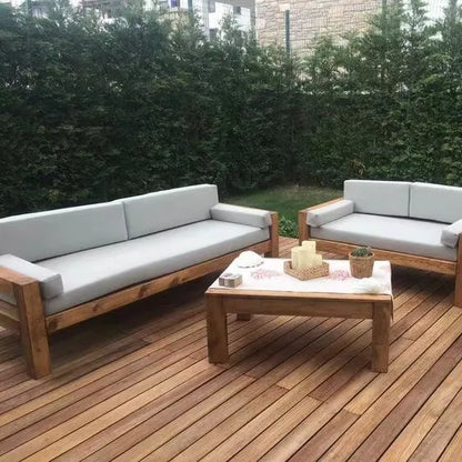 Leisure Outdoor wood Furniture waterproof villa sectional garden solid teak  wood outdoor sofa