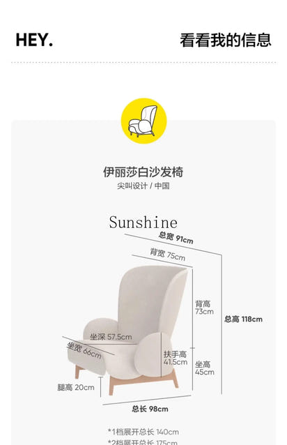 Sofa chair Nordic style home leisure chair lazy bedroom recliner simple atmosphere