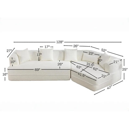 Modular Sectional Sofa in Cloud Comfy Style, Deep Seating, No Assembly Required, Living Room Furniture for Comfortable Relaxatio