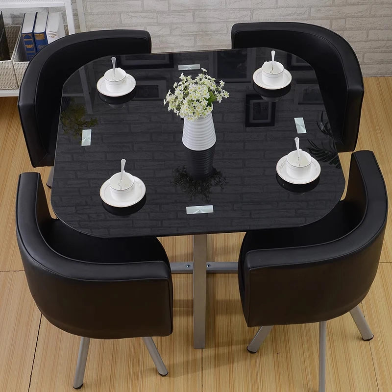 Modern Dining Table and Chair Set Modern Restaurant Home Dining Room Dinning Table Glass Top Round Dining Table Set