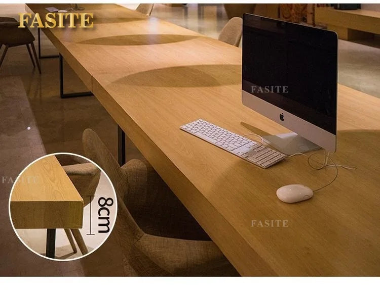 Solid wood long desk leisure chair combination simple modern large