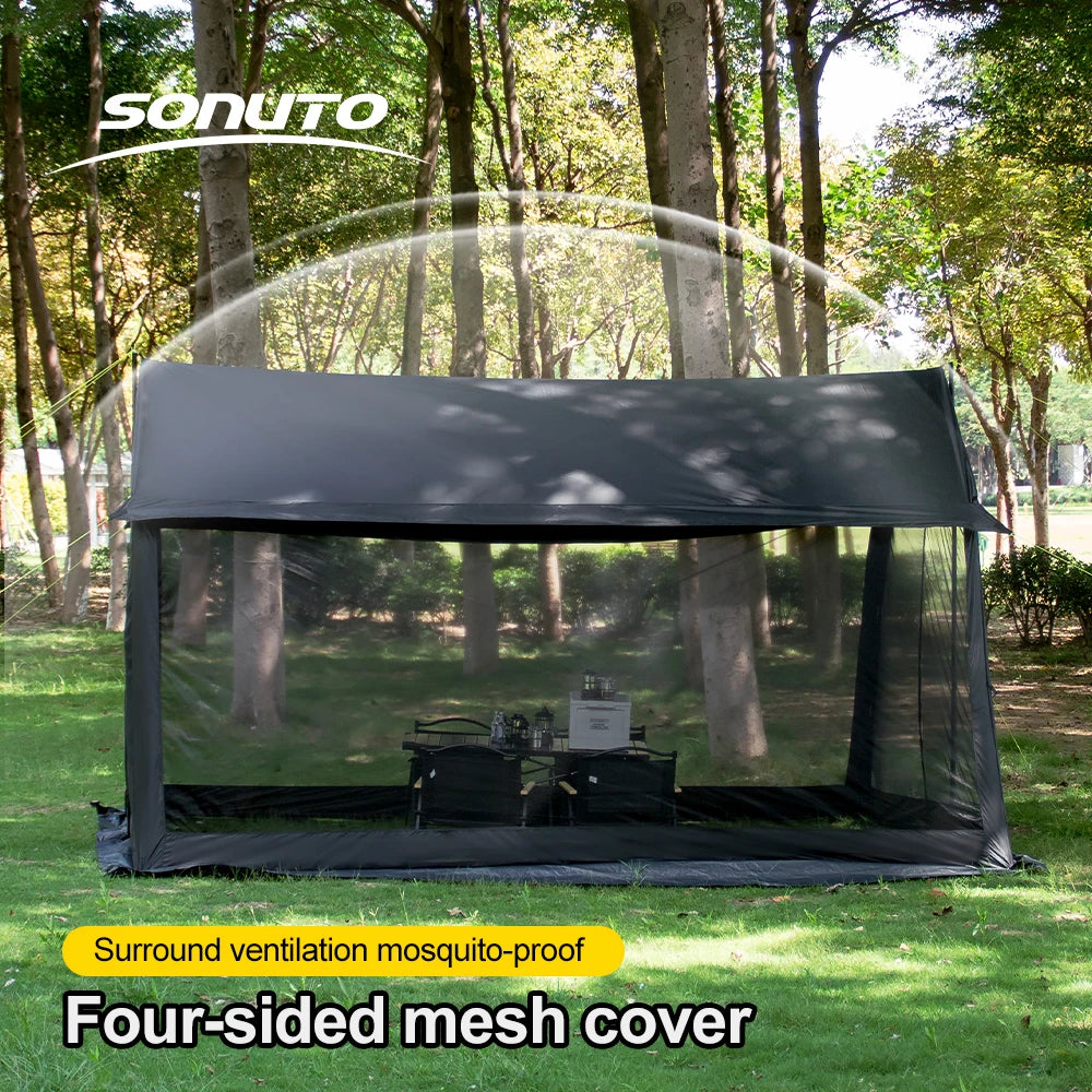 Large Camping Tent, 210D Waterproof Sun Protection, Portable Folding Anti-Mosquito Family Tent for Outdoor Beach Park
