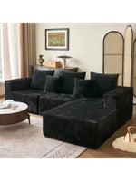 108'' Sectional Couches for Living Room, Boneless Cloud Couch, L Shaped Couch w/Stripe, Modular Sectional Sofa w/Flannel Fabrics