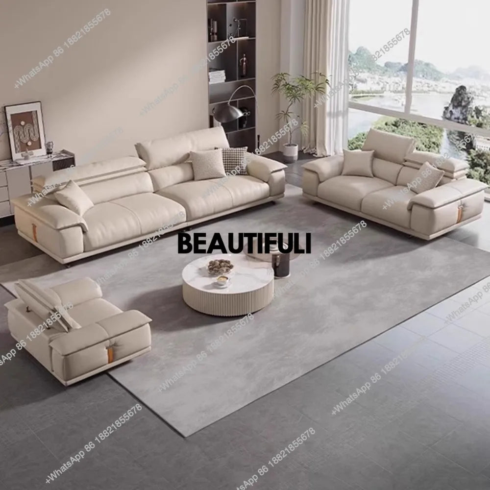 H Genuine Leather Italian Living Room Sofa Luxury Lounge Designer Minimalist Sofas Modern Family Muebles Furniture Decoration