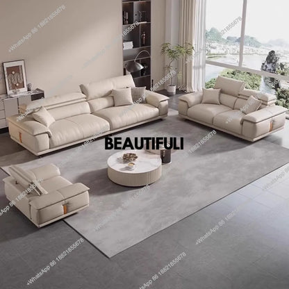H Genuine Leather Italian Living Room Sofa Luxury Lounge Designer Minimalist Sofas Modern Family Muebles Furniture Decoration