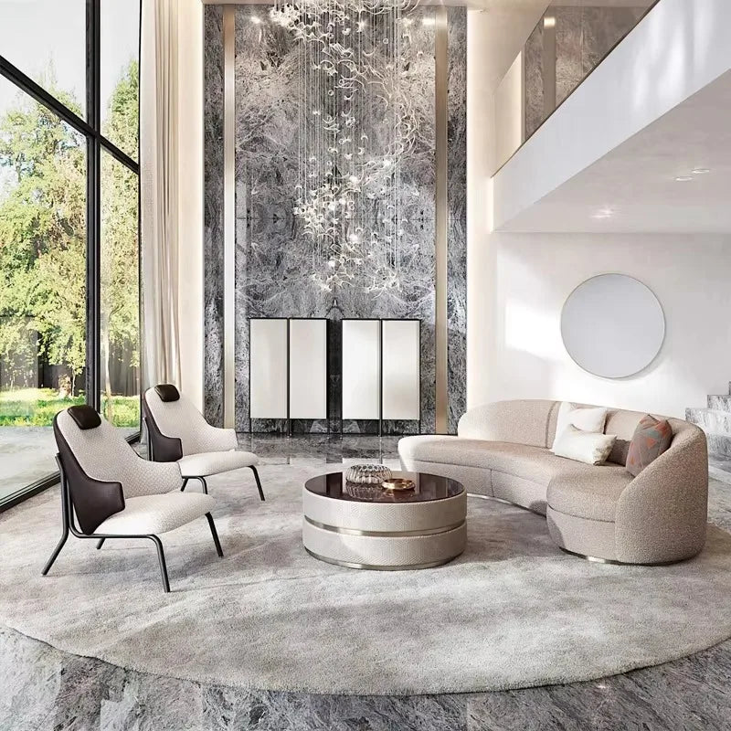 New Design Sets for Living Room Modern Sectional Metal Frame Curved Sofa Villa Luxury Furniture Sofa Set with Great Price