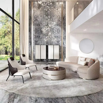 New Design Sets for Living Room Modern Sectional Metal Frame Curved Sofa Villa Luxury Furniture Sofa Set with Great Price