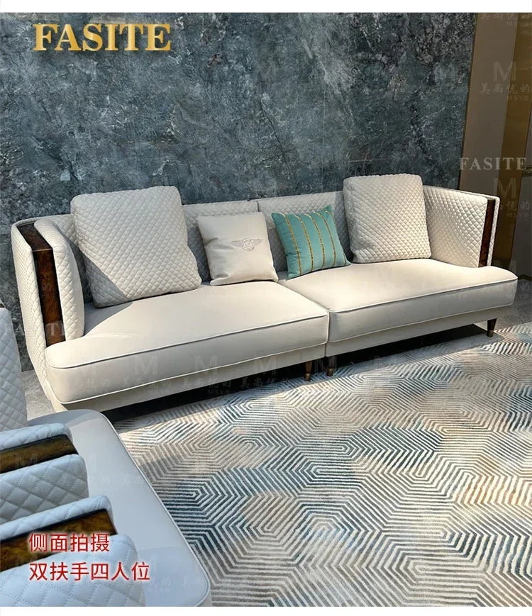 Italian light luxury leather sofa combination