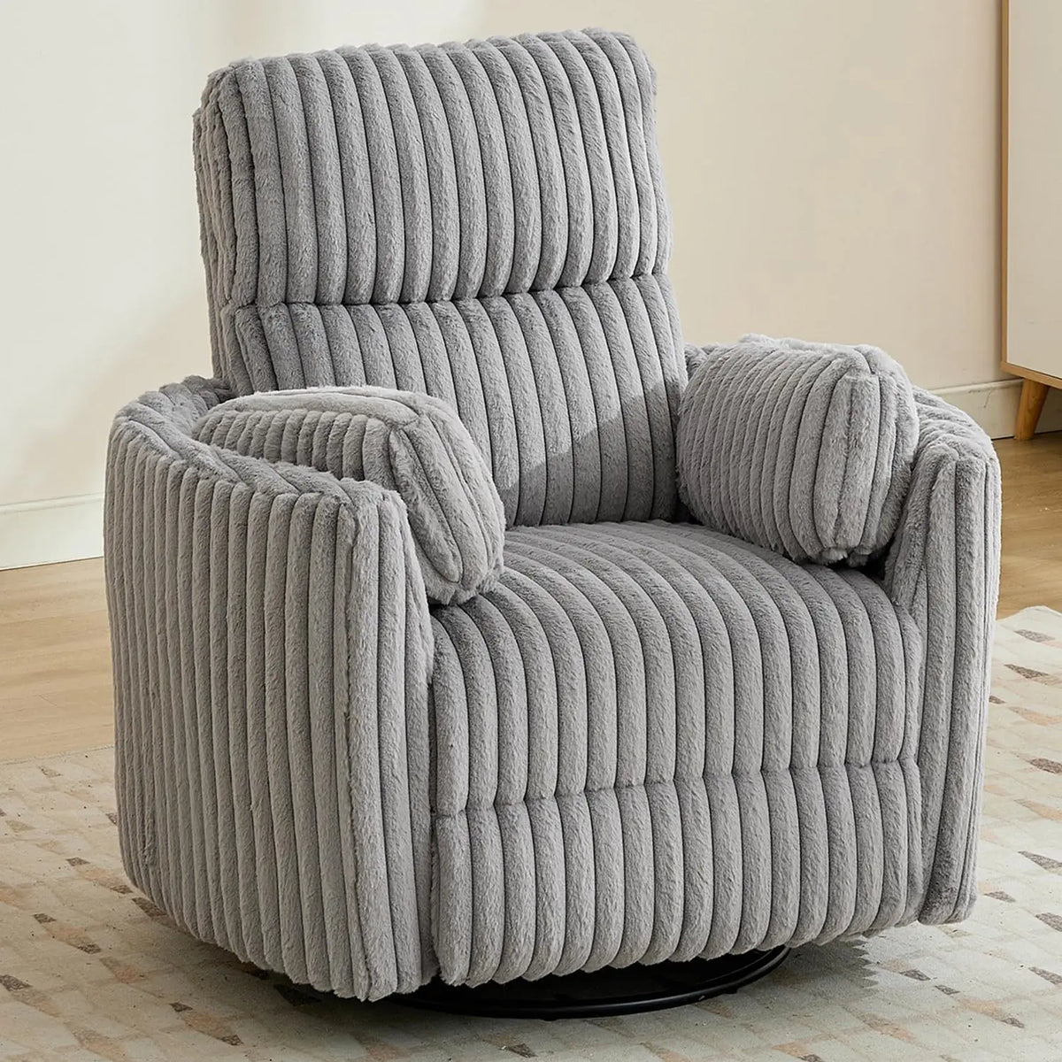 TODRANI Power Swivel Glider Rocking Recliner Nursery Chair with 2 Pillows, Reclining Chair with Type - C & USB Charger Ports