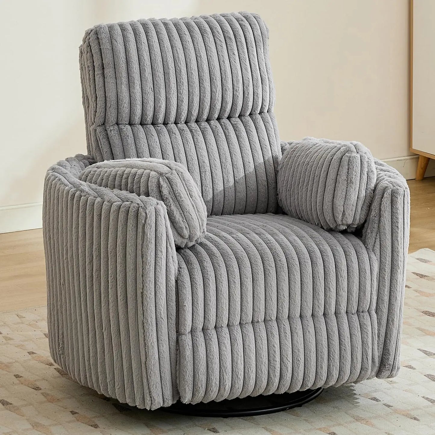 TODRANI Power Swivel Glider Rocking Recliner Nursery Chair with 2 Pillows, Reclining Chair with Type - C & USB Charger Ports