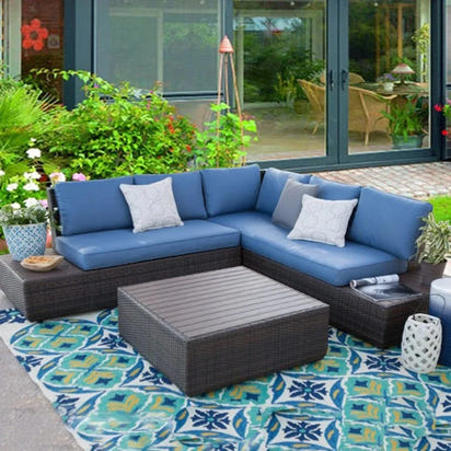 Outdoor Rattan Sofa Set - Leisure Corner Chairs for Garden and Patio - American Country Style Furniture