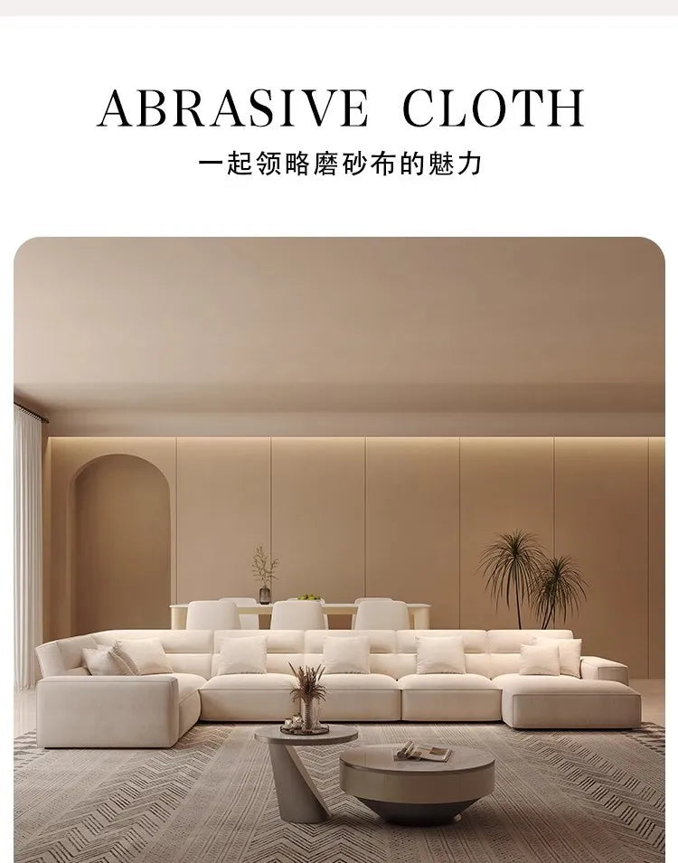 Large flat floor straight corner combination sofa Modern simple large apartment villa living room hotel matte fabric sofa