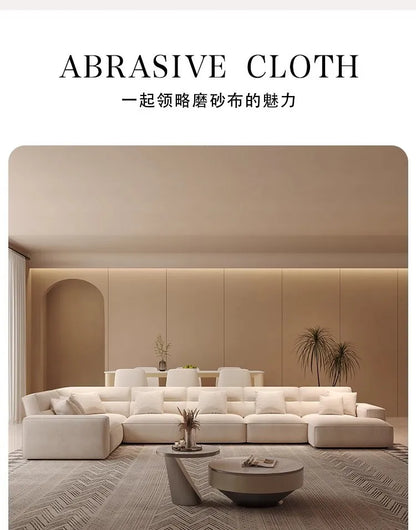 Large flat floor straight corner combination sofa Modern simple large apartment villa living room hotel matte fabric sofa
