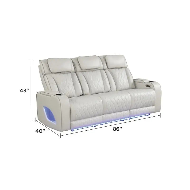 Multi-Function Recliner Set, 3-Piece Grey Sofa with Heat & Massage