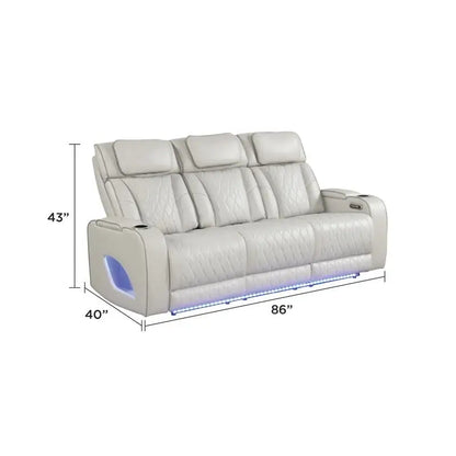Multi-Function Recliner Set, 3-Piece Grey Sofa with Heat & Massage