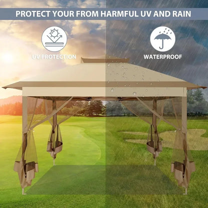 Pop Up Gazebo Canopy Tent, Outdoor Screened Gazebo Shelter with Mosquito Net, Carpas para Patio, Shade for Lawn, Garden, Backya