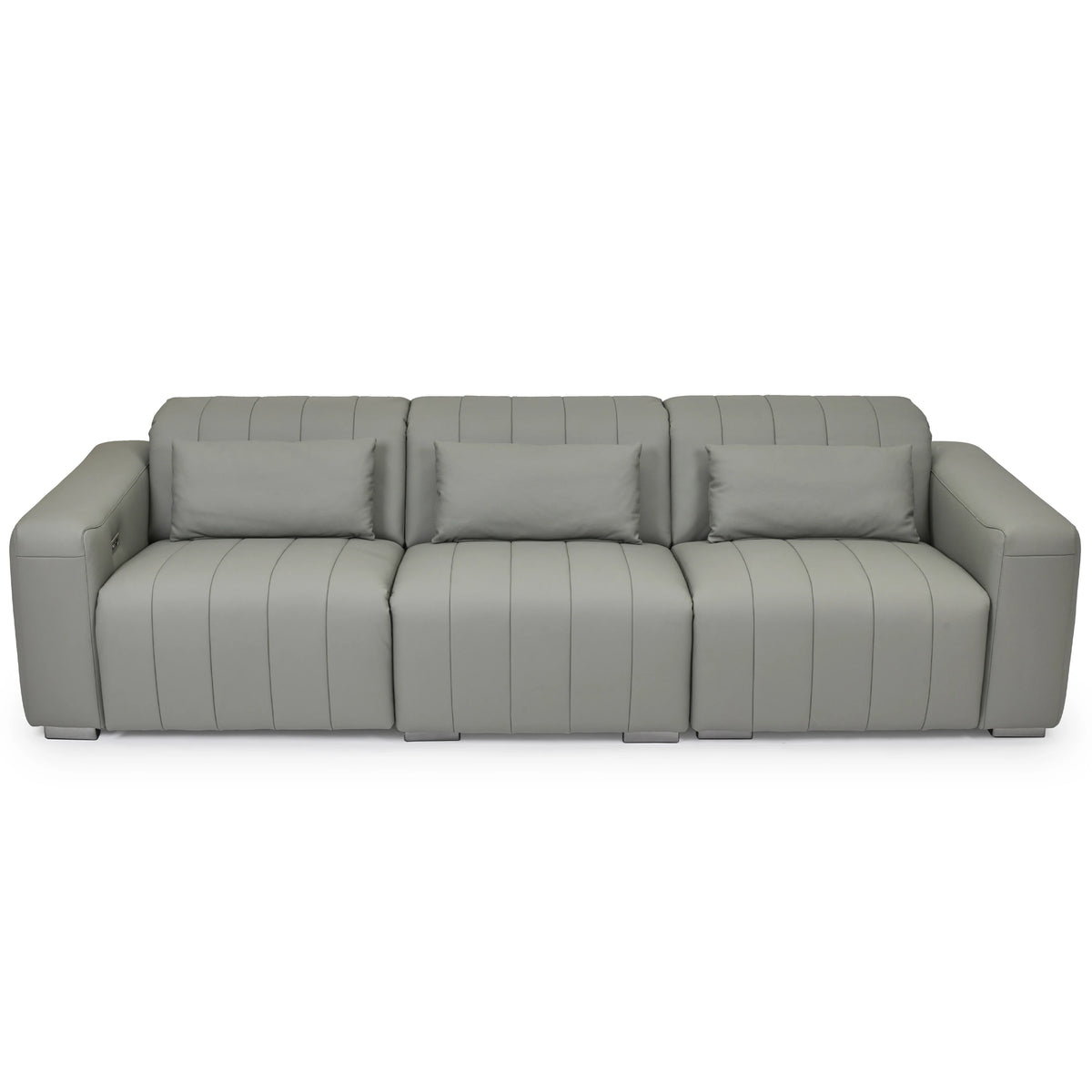 Dark Grey Genuine Leather Sectional Couches Luxury Electric Reclining Living Room Sofa
