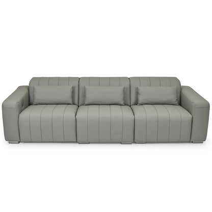 Dark Grey Genuine Leather Sectional Couches Luxury Electric Reclining Living Room Sofa