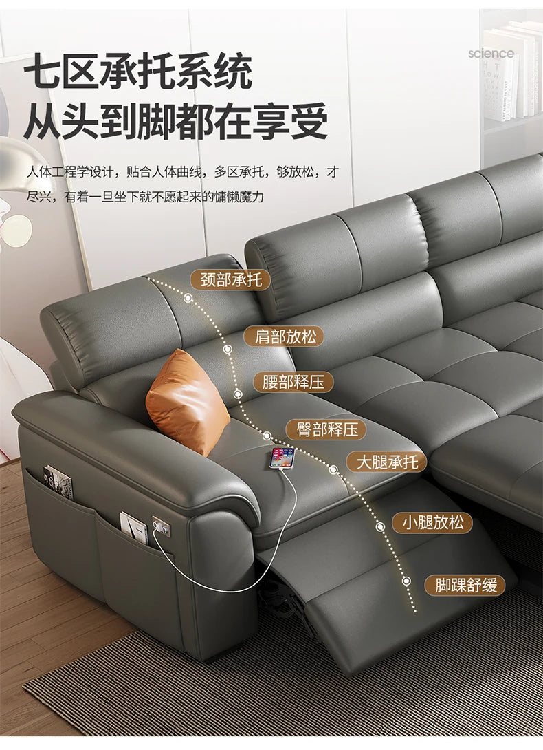 Designer Leather Sofa Living Room Ajustable Lounge Foldable Sofa Reclinable Modular Minimalist Woonkamer Banken Lounge Furniture