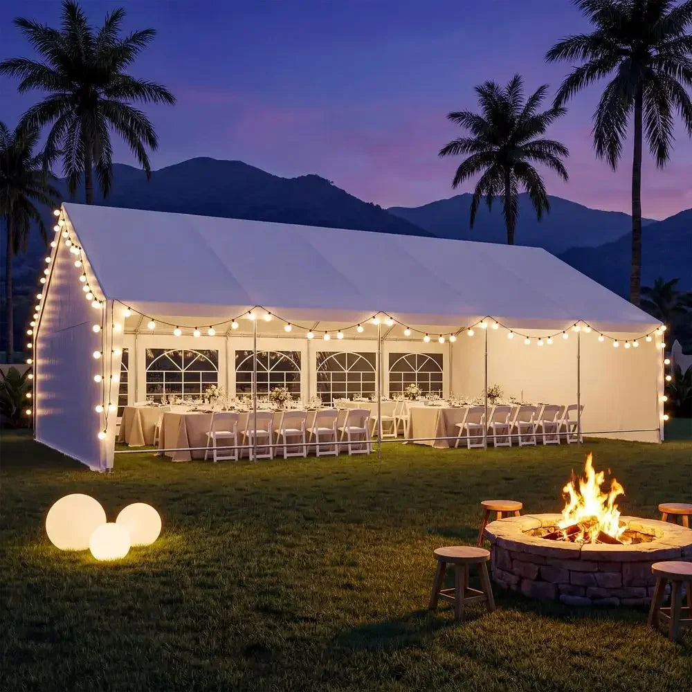 Party Tent, Heavy Duty Waterproof Canopy with Removable Sidewalls amp RollUp Door, Large White Event Shelter with Steel Frame f