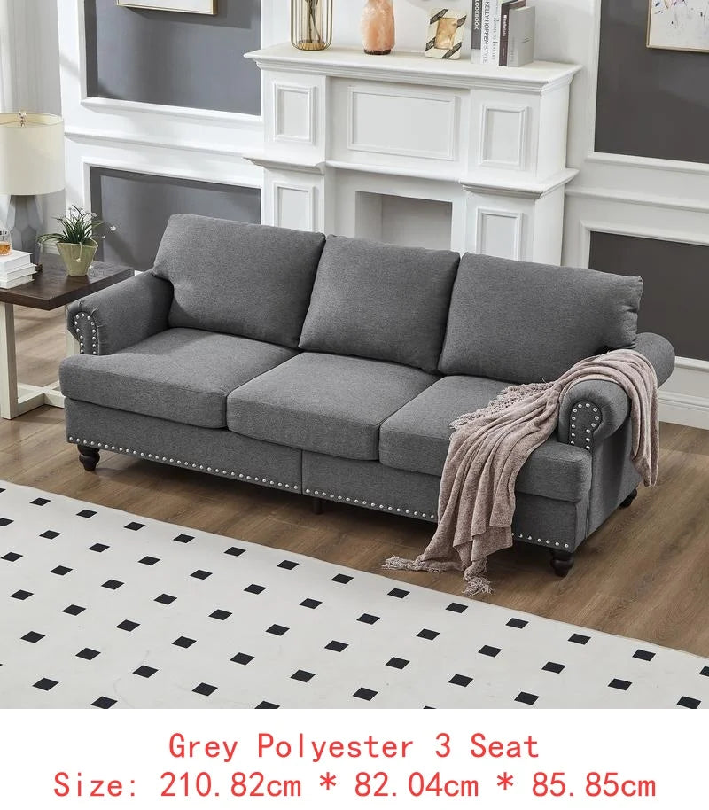Modern Classic Design 2+3 Seater Loveseat & Sofa Leather Couch, Upholstered Imitation Cowhide Leather in Brown