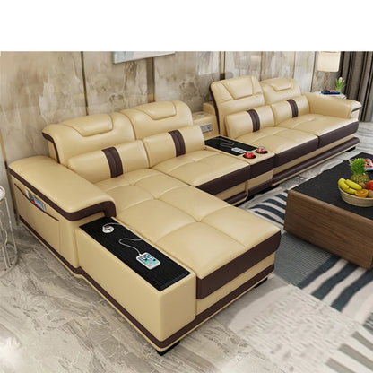 Modern White L Shape Sectional Couch Living Room Sofa Set Furniture Home Decor Corner Luxury Modular Leather Sofa