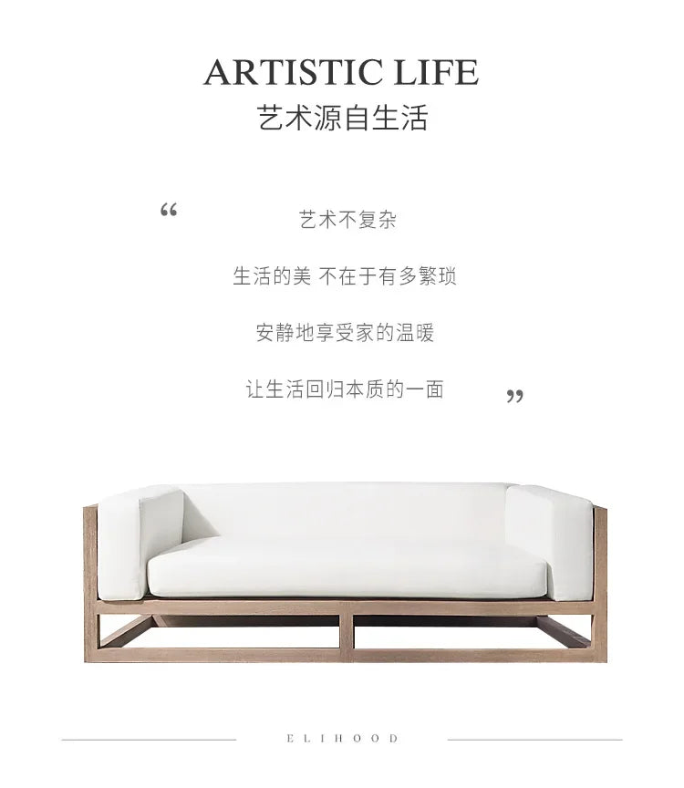 Nordic outdoor double sofa high-end teak villa hotel courtyard garden
