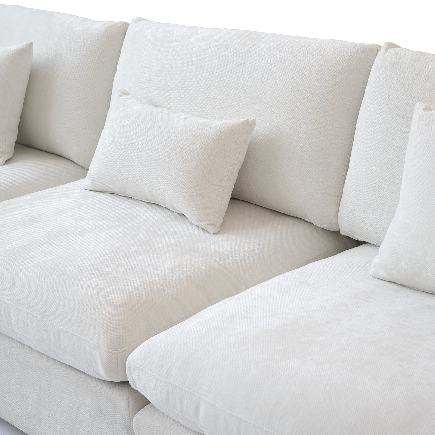 Sdorens 120'' Sectional Sofas for Living Room Modern Cloud Couch Down Filled L-Shaped 3Seater Couch with Ottoman