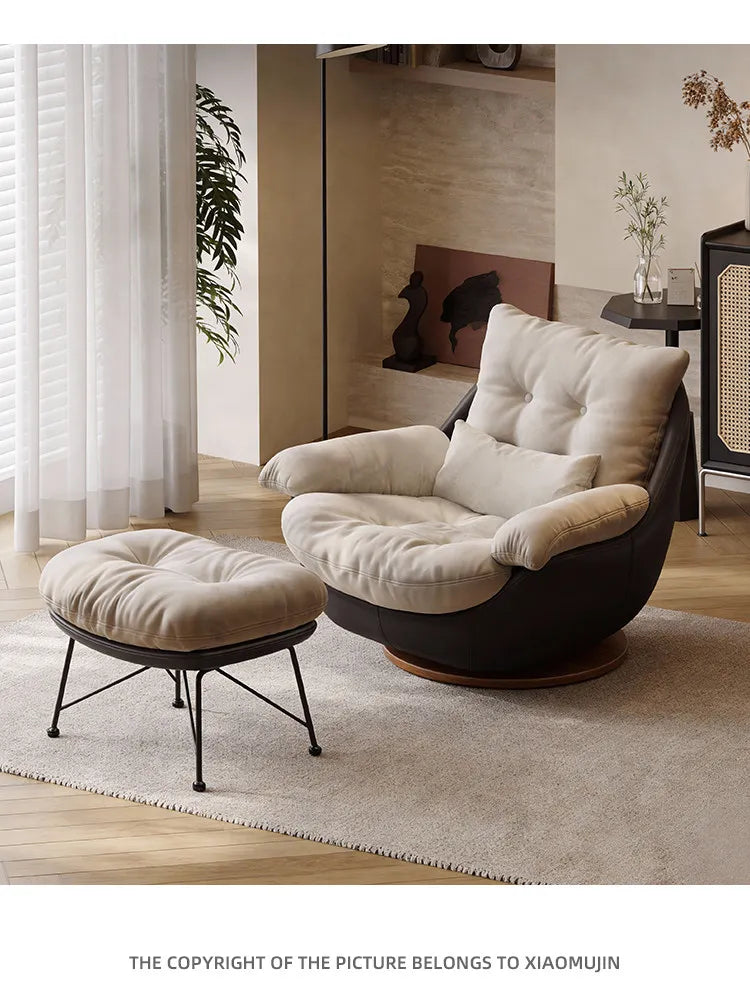 Swivel Cross Legged Chair Accent Armchair For Living Room Lounge Comfy Floor Chair Nordic Chaise Wabi Sabi Lazy Sofa