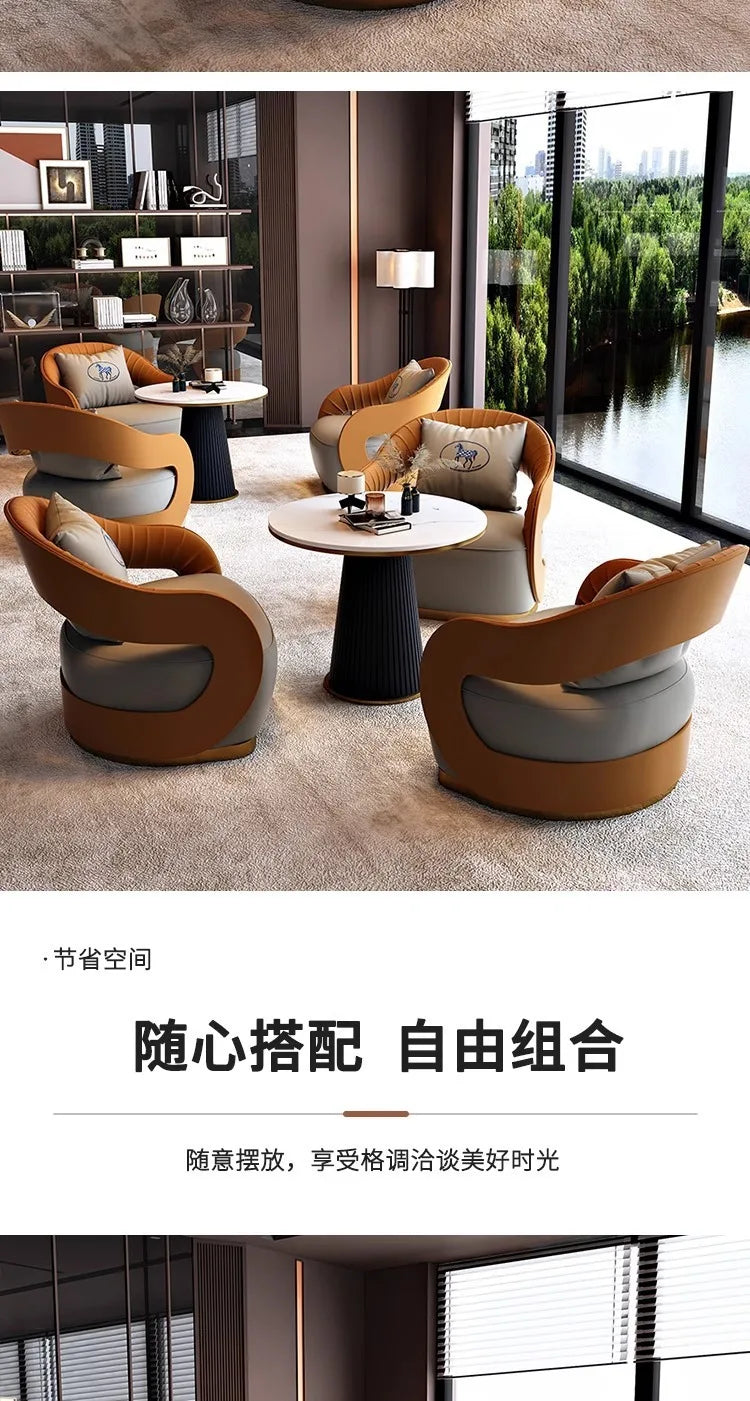 Office VIP Room Meeting Sofa Club Hotel Light Luxury Business Single Sofa Resting Area Negotiation Sofa Chair