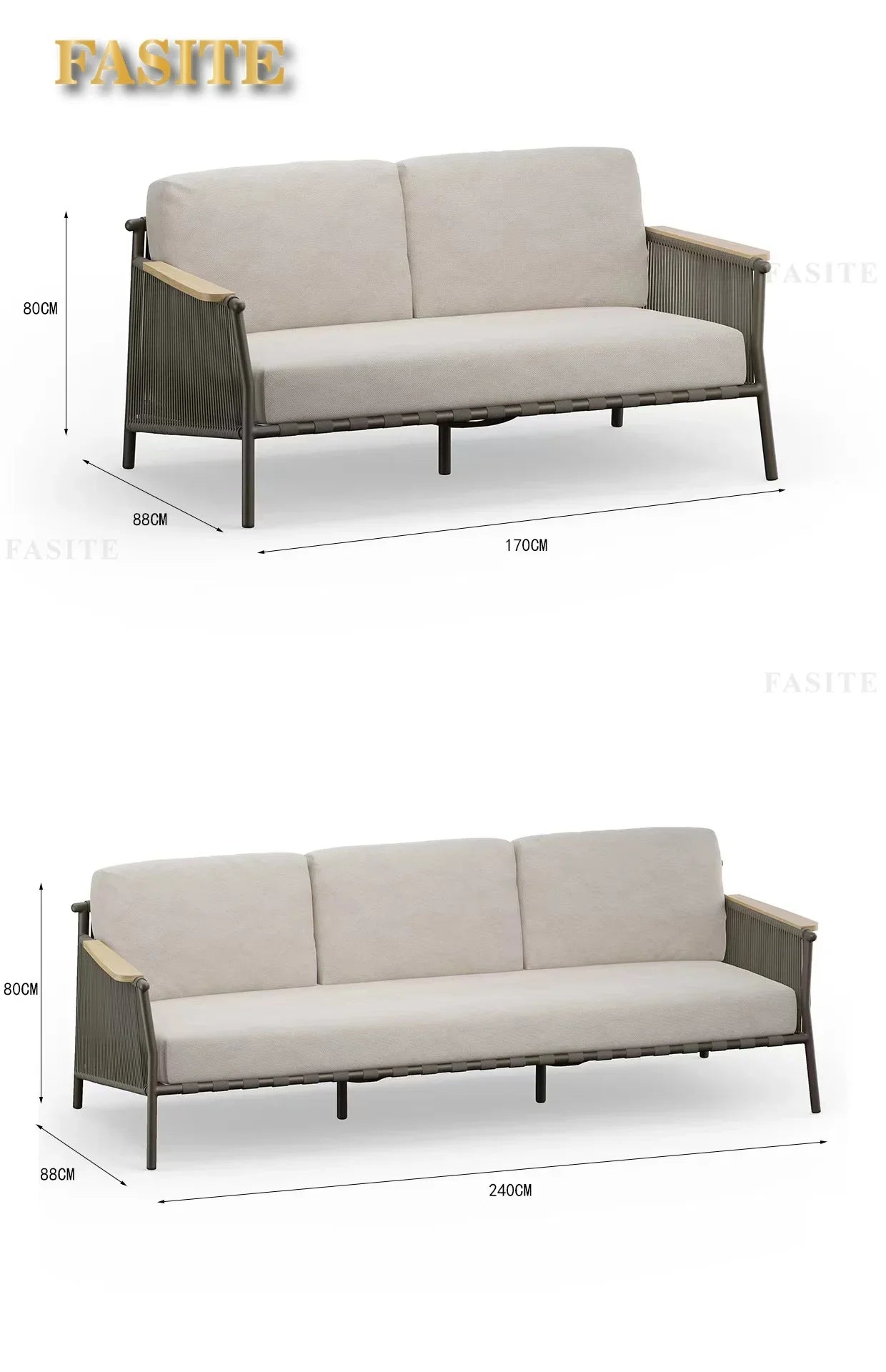 New Chinese solid wood sofa combination Zen walnut color modern villa ash living room solid wood sofa