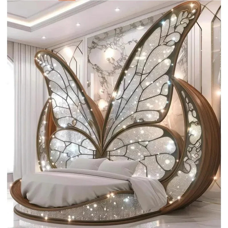 Princess  Butterfly Bed Villa Solid wood 2m bed 15 high French luxury bed bedroom custom