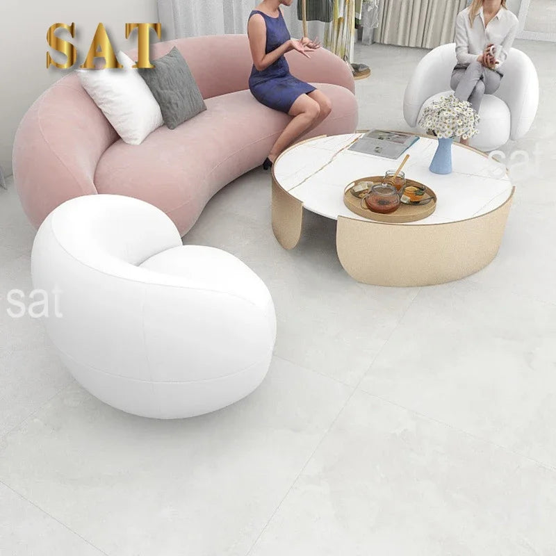 -Modern Light Design Luxury Nordic Velvet Curved Comfortable Living Room Armrest Sofa