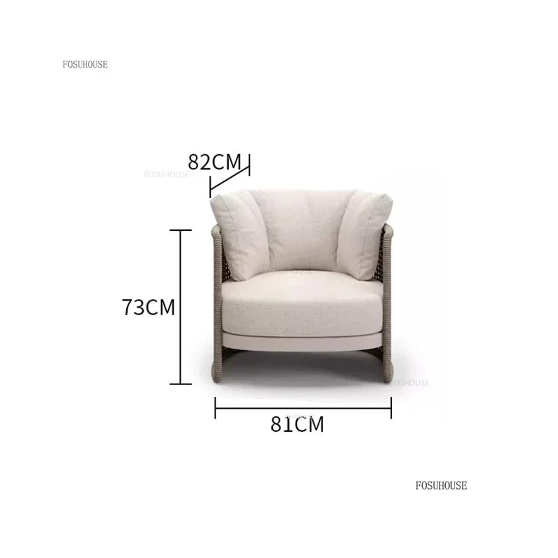 Retro Rattan Outdoor Sofas Luxury Garden Furniture Leisure Home Balcony Patio Set Rainproof and Sunproof Nordic Rope Sofa Chair