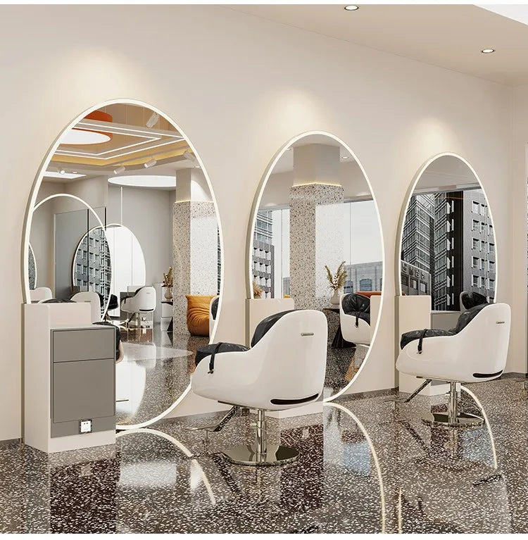 Modern Style Large Gold Styling Barber Wall Mounted Salon Furniture Hairdressing Led Makeup Beauty Salon Mirror