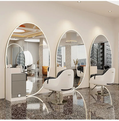 Modern Style Large Gold Styling Barber Wall Mounted Salon Furniture Hairdressing Led Makeup Beauty Salon Mirror