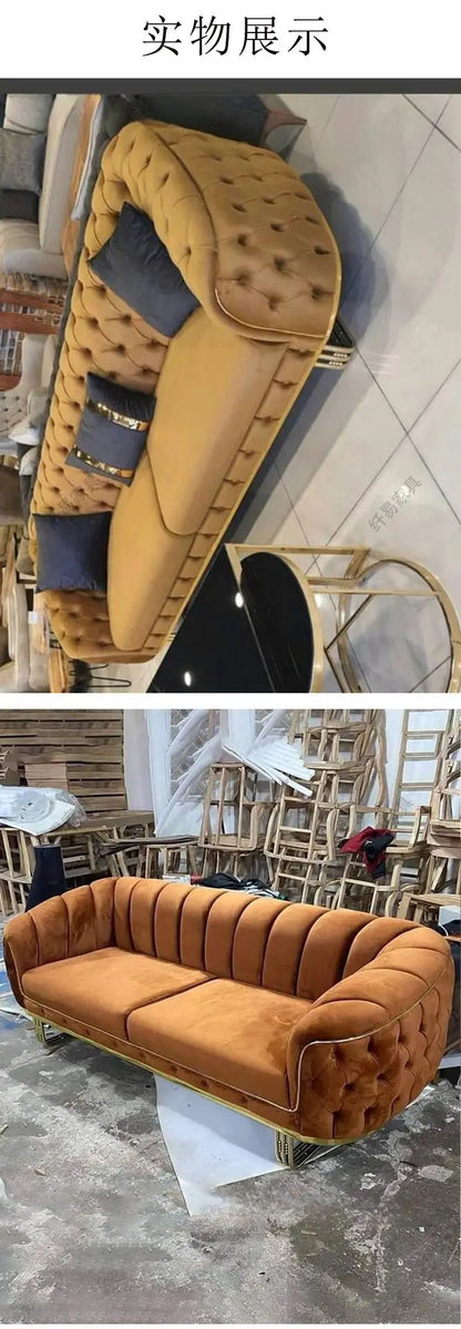 American fabric sofa Italian minimalist designer living room straight row sofa velvet European home sofa