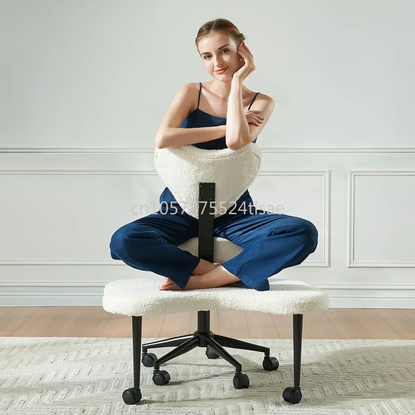 Cross Leg Chair - Meditation Chair with Wheels, ADHD Chair, Height Adjustable Seat, Adjustable Footstool