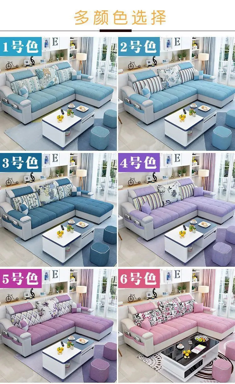 Fully Furnished Living Room Modern Fabric Sofa 3-Seater Removable Washable Cotton Linen Apartment Size