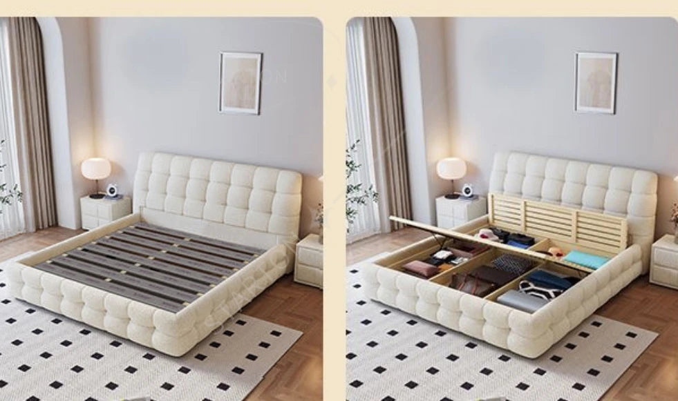 Luxury Modern Bedroom Furniture Storage Multifunctional Leather Fabric king Size Wood Beds