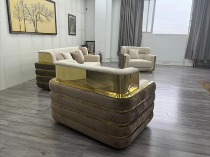 Newest Modern Luxury Velvet Upholstered Living Room Sofa Set Stainless Steel Frame for Home Villa Living Room Furniture