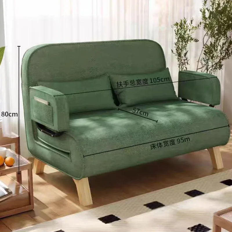 Dual-use, living room, small apartment, single, double, multi-person, solid wood legs, sofa, lazy, foldable, multi-functional